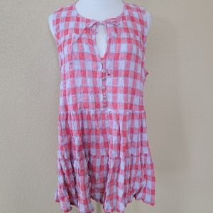 NWT Anthropologie Pilcro Neve Tiered Plaid Blouse, Size L